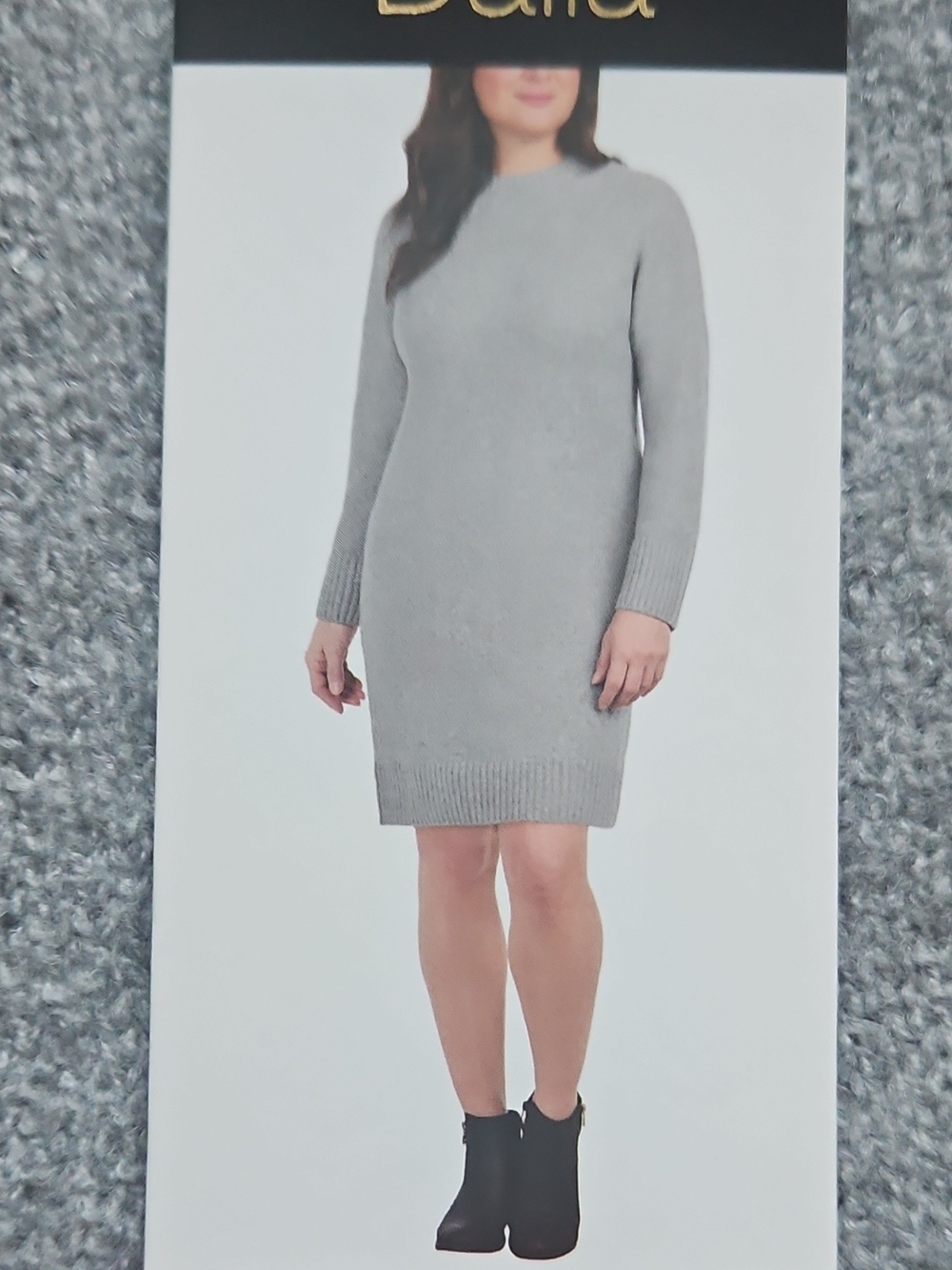 Dalia Light Gray Long-Sleeve Knit Sweater Dress